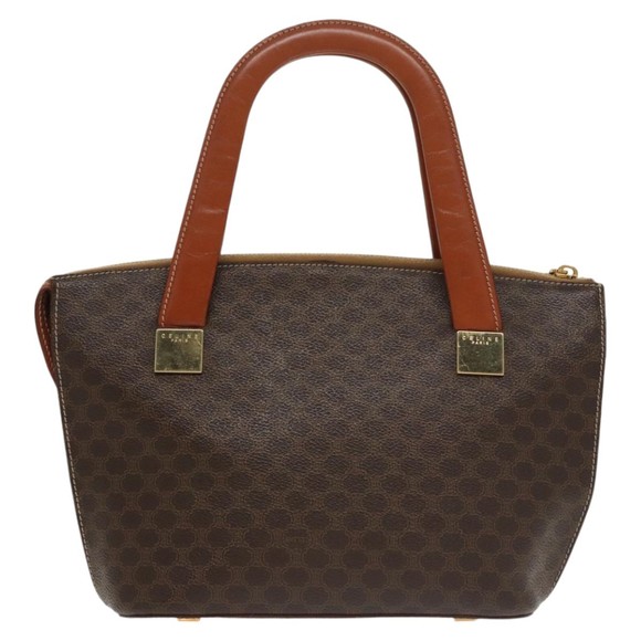 CELINE Macadam Canvas Hand Bag PVC Leather 2way Brown Gold Auth 102157 - Picture 2 of 16